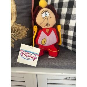 Disney Store Beauty and the Beast Cogsworth Plush 7 Inch Bean Bag NWT